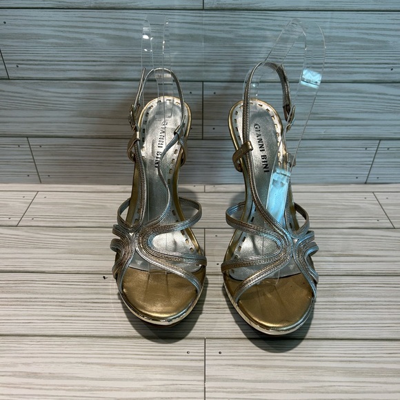 Gianni Bini Mirrored Strappy Platform Heels - Picture 1 of 7